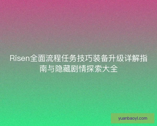 Risen全面流程任务技巧装备升级详解指南与隐藏剧情探索大全