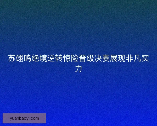 苏翊鸣绝境逆转惊险晋级决赛展现非凡实力 苏翊鸣绝境逆转惊险晋级决赛展现非凡实力